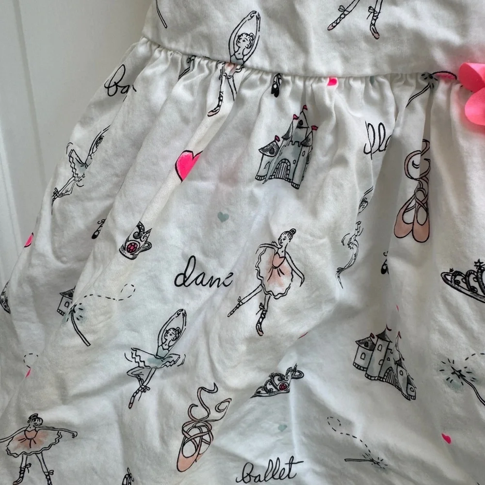 The Children's Place 3T Girls White and Pink Ballet Dance Sleeveless Dress - Picture 4 of 6